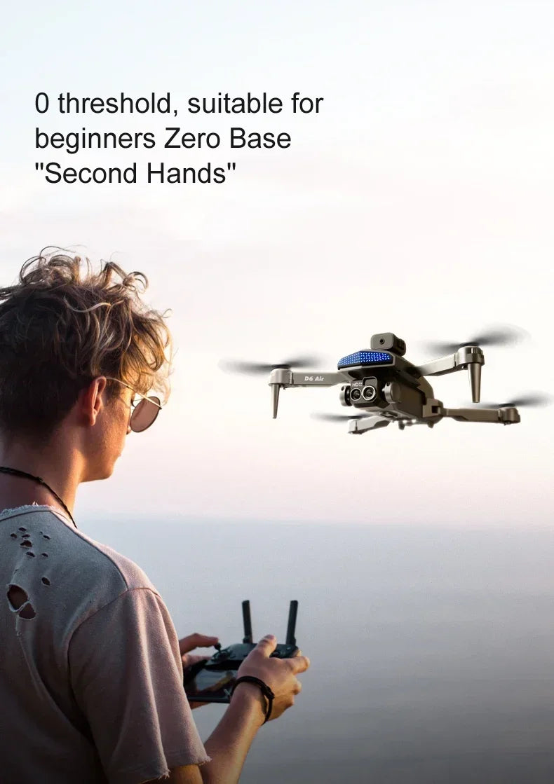 New D6 8K Drone Professional HD Dual Camera Optical Flow Localization Obstacle Avoidance WIFI FPV RC Foldable Quadcopter Toys