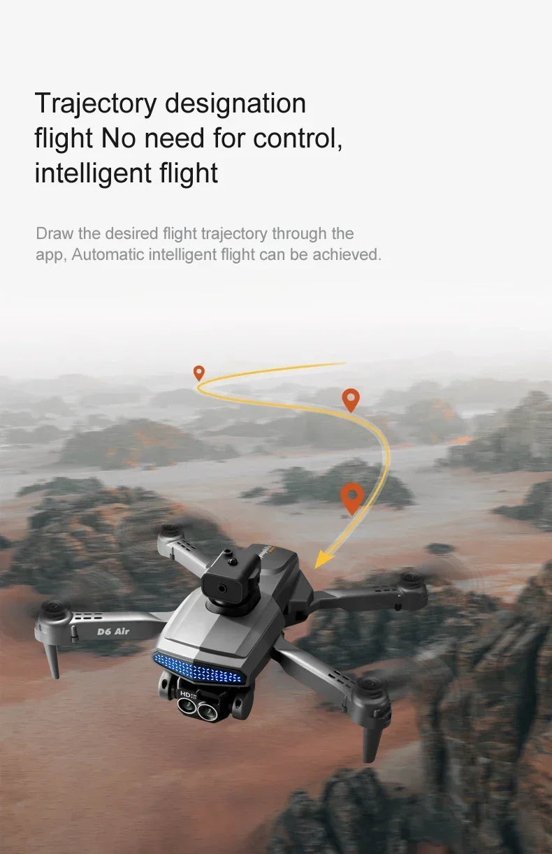 New D6 8K Drone Professional HD Dual Camera Optical Flow Localization Obstacle Avoidance WIFI FPV RC Foldable Quadcopter Toys