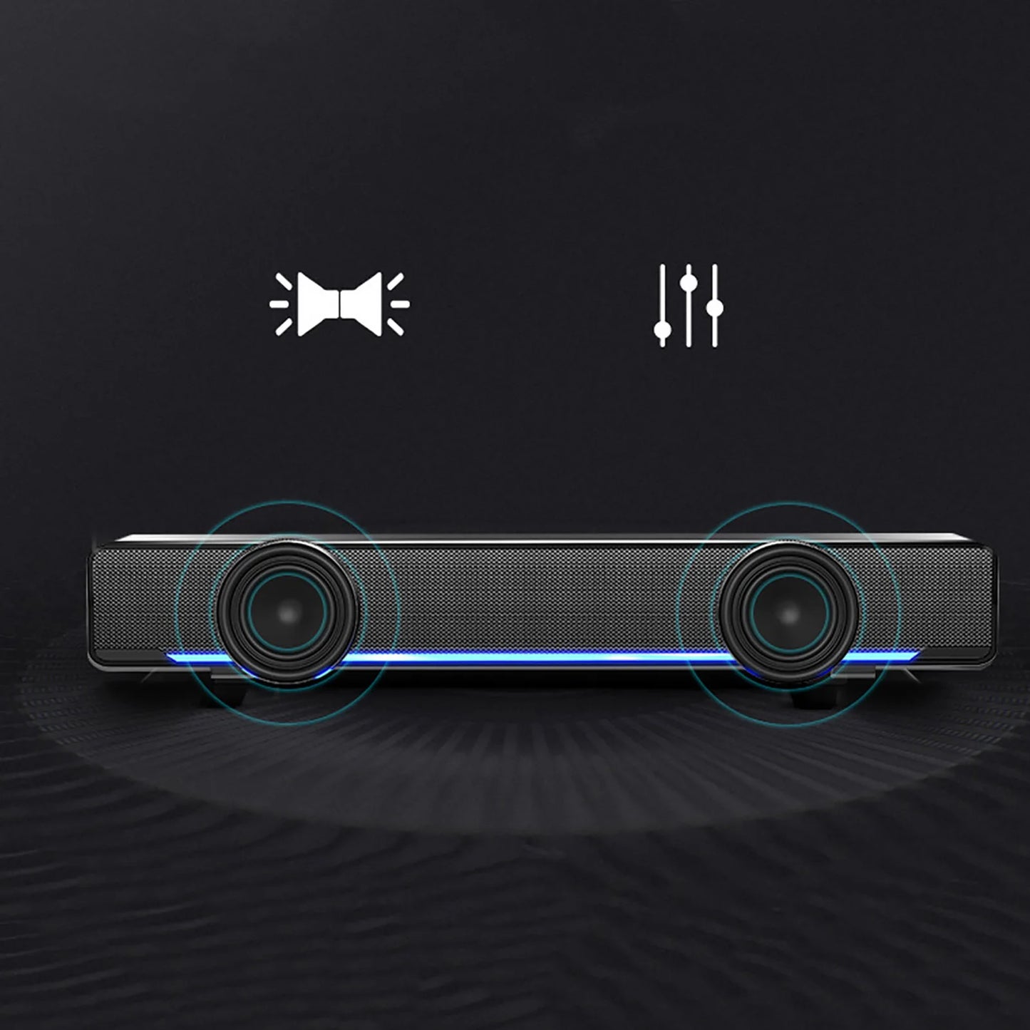 USB Wired Soundbar USB Wired Stereo Soundbar Music Player Bass Surround Sound Box 3.5mm Input for PC Cellphones Stereo Soundbar
