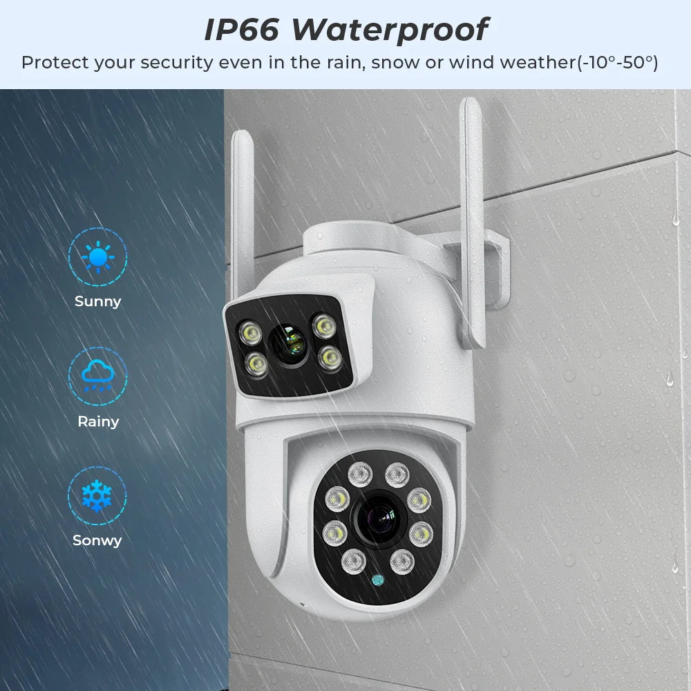 8MP 4K Outdoor Wifi Security Camera Dual Lens Dual Screens Video Surveillance Camera Home Smart Human Detection ICSEE APP