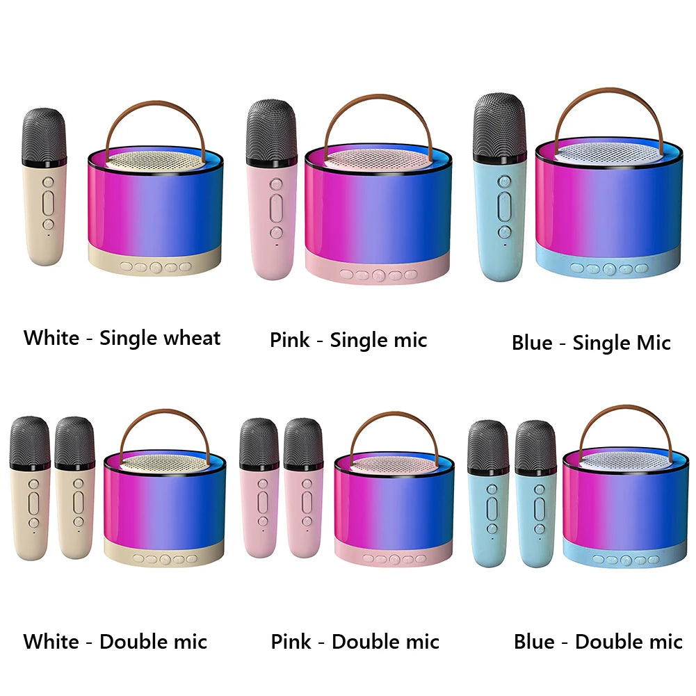 Bluetooth-Compatible 5.3 Portable Karaoke Machine with Wireless Mic Mini Home Theater Speakers Small Speaker for Home Karaoke