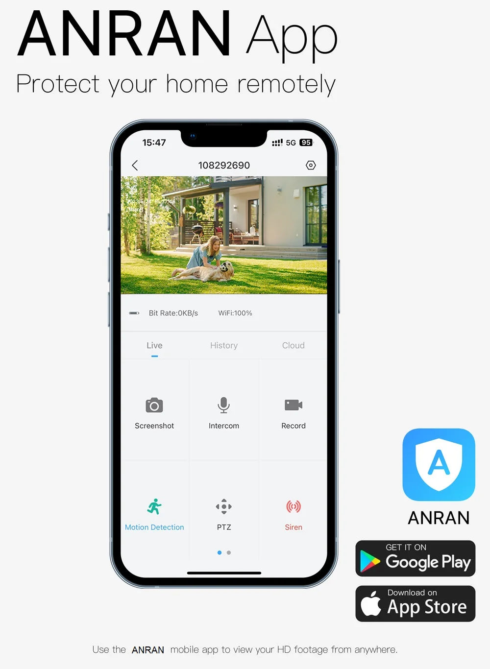 ANRAN 2K Rechargeable Battery Camera 2.4G WiFi Camera Wireless Home Surveillance Security Cameras PIR ,IP65 ,work with ANRAN app