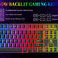 MANBASNAKE T11 Wired Gaming Keyboard and Mouse Headset Combo,Rainbow LED Backlit Wired Keyboard